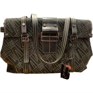 Gianni VERSACE VERSUS Large Carryall Tote Satchel in Black & Silver hardware
